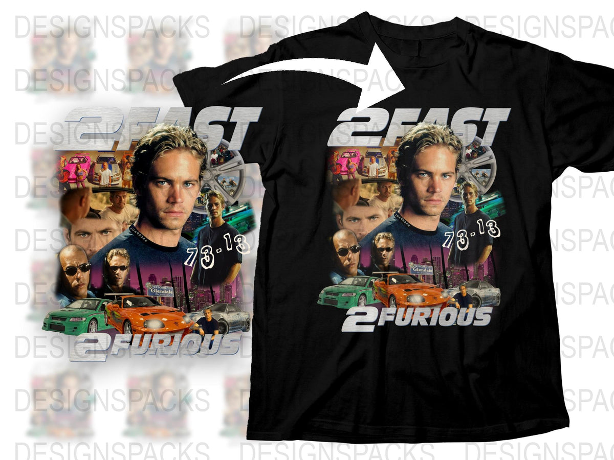 Paul Walker Tribute T-Shirt, 2 Fast 2 Furious Graphic Tee, Movie Fan Apparel, Collector's Item