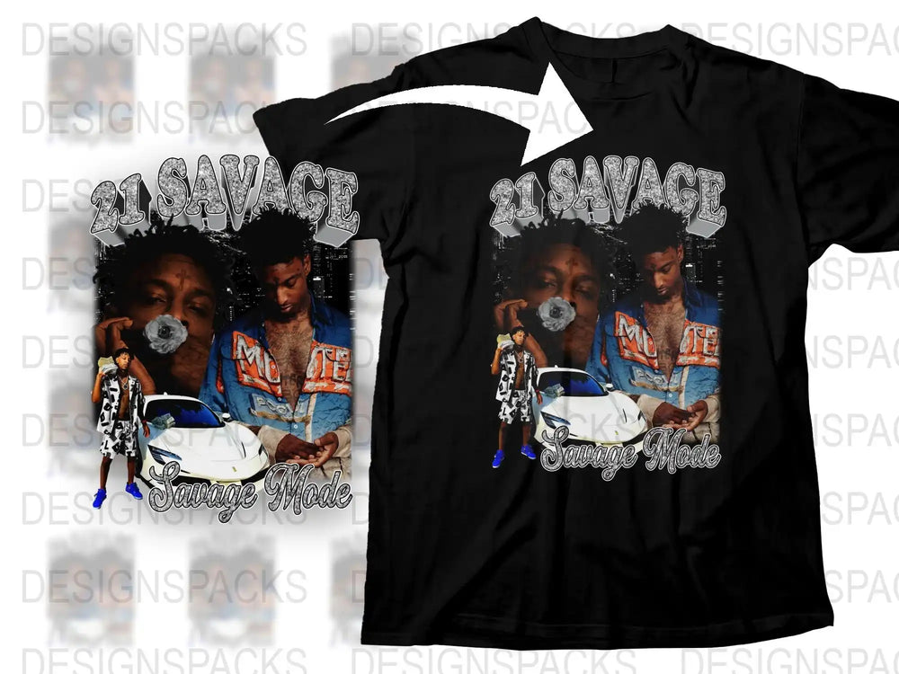 Savage Mode Black T-Shirt, Vintage Hip Hop Graphic Tee, Urban Streetwear, Retro Music Fan Merchandise