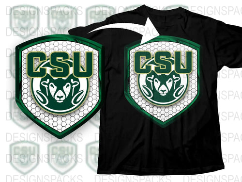 CSU Graphic T-Shirt, Green and White College Logo Tee, Casual Sports Apparel, Unisex Shirt Design for Students and Alumni