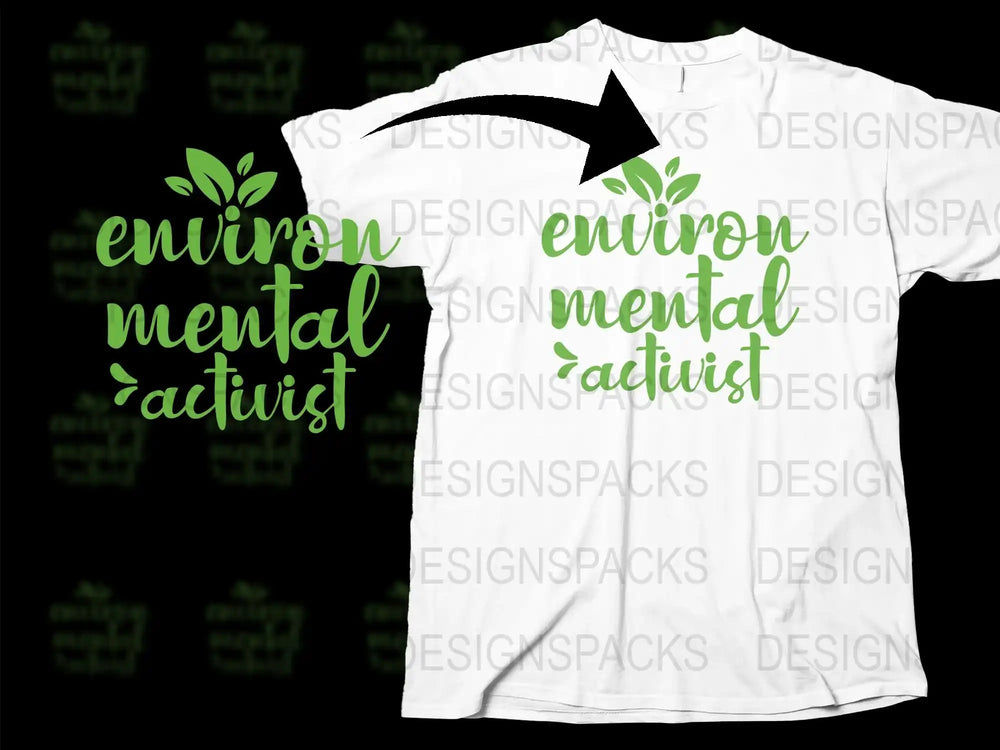 Environmental Activist Green Text T-Shirt, Eco-Friendly Awareness Apparel, Organic Cotton Tee for Men and Women.