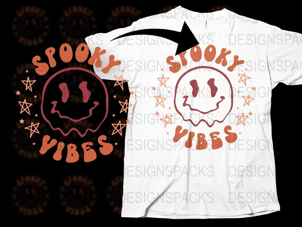 Spooky Vibes Halloween T-Shirt, Ghost and Pumpkin Graphic Tee, Unisex Fall Season Shirt