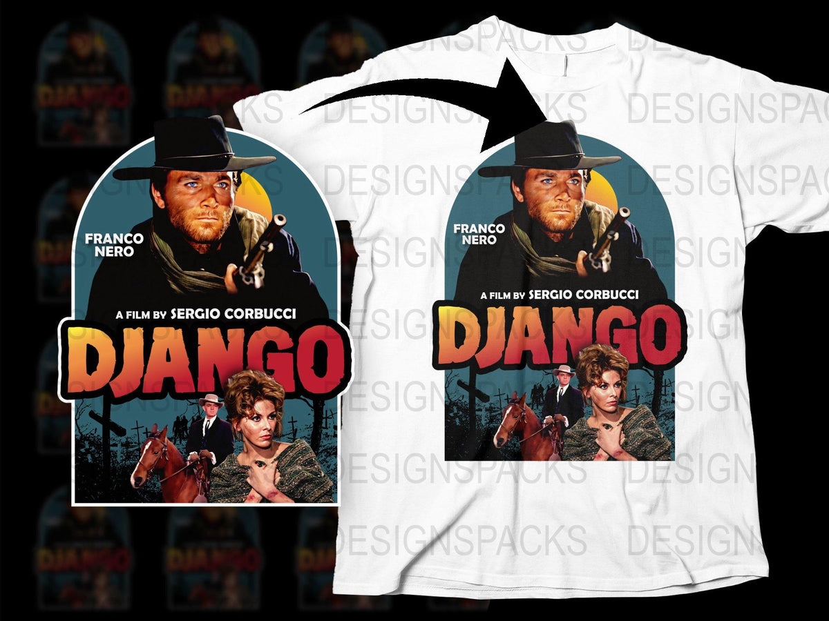 Vintage Django Movie T-Shirt, Classic Franco Nero Film, Sergio Corbucci Director, Retro Graphic Tee, Collector's Item, Cotton Unisex Shirt