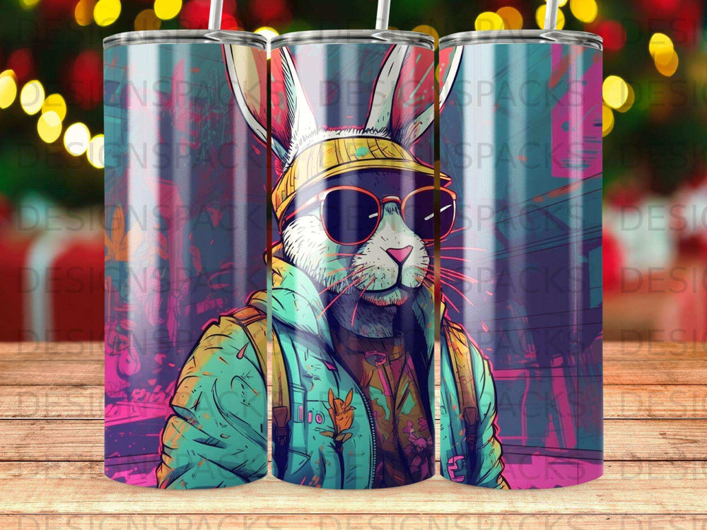 Bunny wearing sunglasses and a jacket, with "OSLEN SPALO" text.