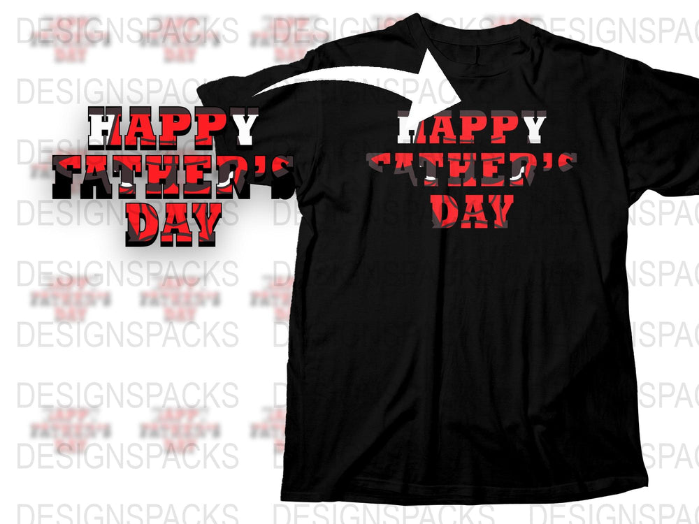 Happy Father's Day T-Shirt, Red Lettering, Black Tee, Gift for Dad, Holiday Apparel, Men's Fashion, Casual Wear