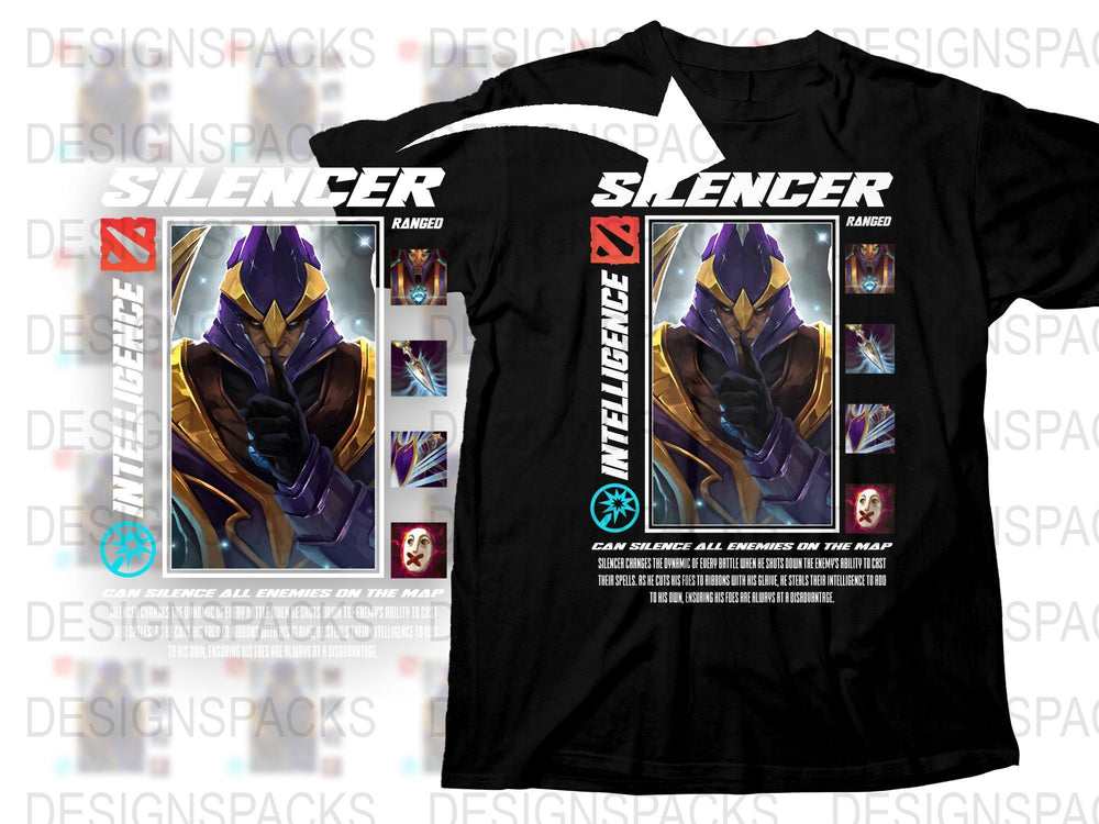 Ranger Silencer T-Shirt, Gaming Graphic Tee, Cyberpunk Character Design, Unisex Black T-Shirt