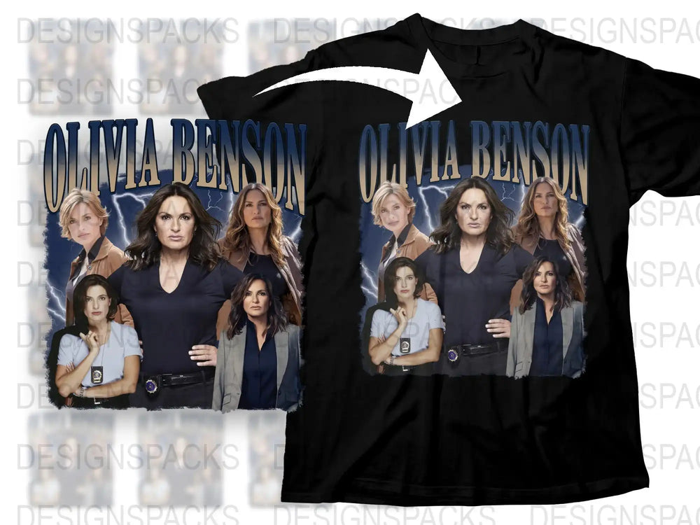 Olivia Benson Fan T-Shirt, Law Enforcement TV Show Inspired, Multiple Poses Graphic Tee, Black Cotton Shirt