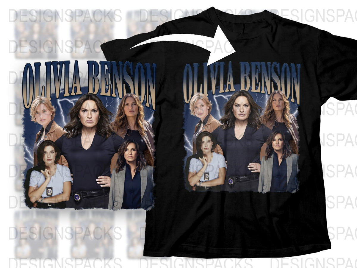 Olivia Benson Fan T-Shirt, Law Enforcement TV Show Inspired, Multiple Poses Graphic Tee, Black Cotton Shirt