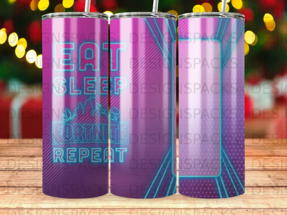 Eat Sleep Fortnite Repeat Gaming Design Purple Tumbler product type