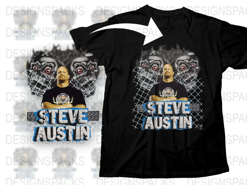 Steve Austin Graphic T-Shirt, Vintage Wrestling Tee, Retro Wrestler Design, Men's Fashion, Casual Wear
