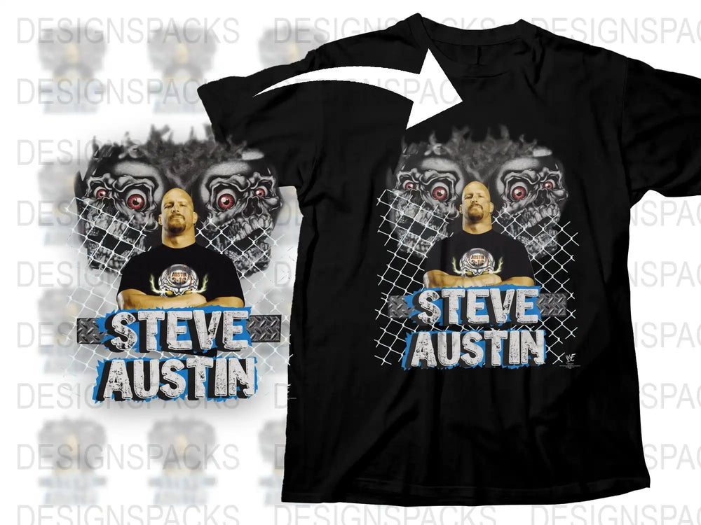Steve Austin Graphic T-Shirt, Vintage Wrestling Tee, Retro Wrestler Design, Men's Fashion, Casual Wear