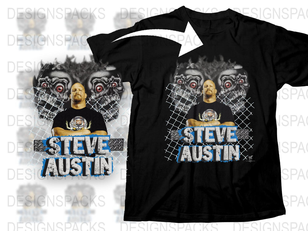 Steve Austin Graphic T-Shirt, Vintage Wrestling Tee, Retro Wrestler Design, Men's Fashion, Casual Wear