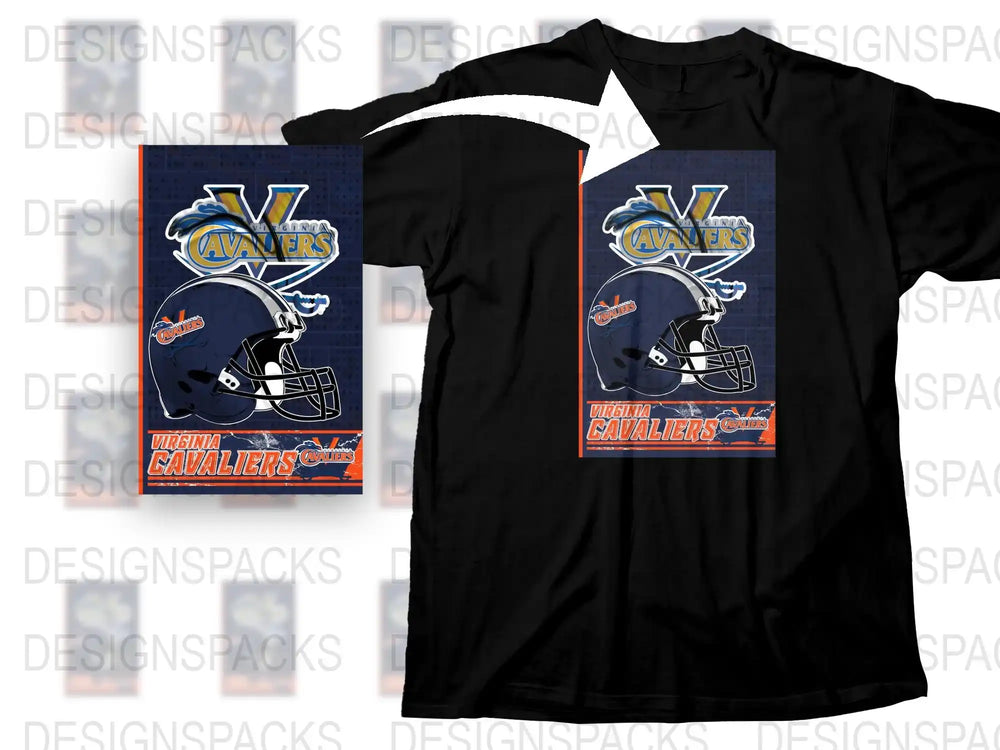 Virginia Cavaliers Graphic T-Shirt, Sports Fan Black Tee, College Football Apparel, Team Spirit Wear