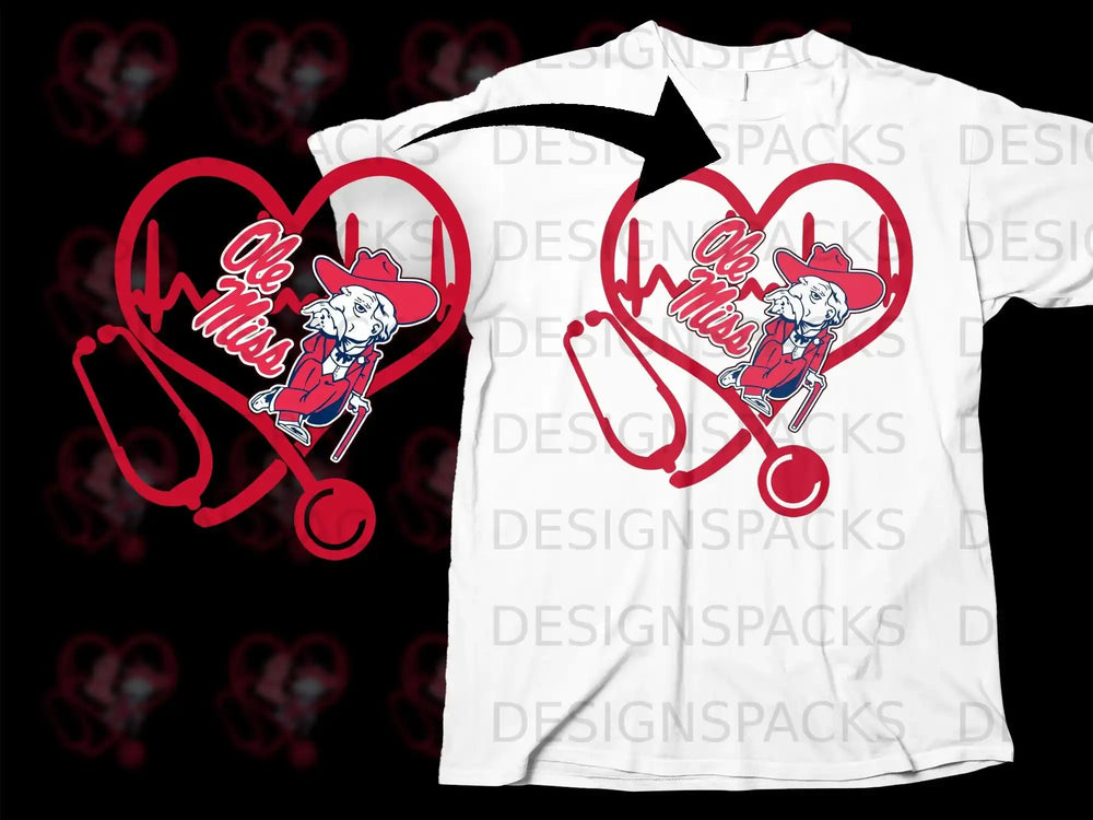 Ole Miss Rebel Heartbeat Design Unisex White Shirt