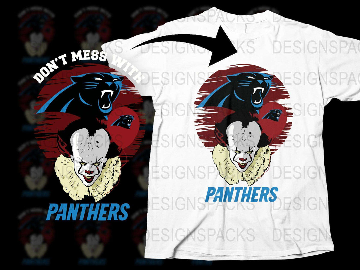 Don't Mess With Panthers Graphic T-Shirt, Bold Animal Face Design, Unisex Casual Wear