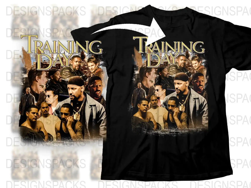 Training Day Movie Graphic T-Shirt, Vintage Film Poster Tee, Unisex Black Cotton Shirt, Classic Cinema Apparel Gift