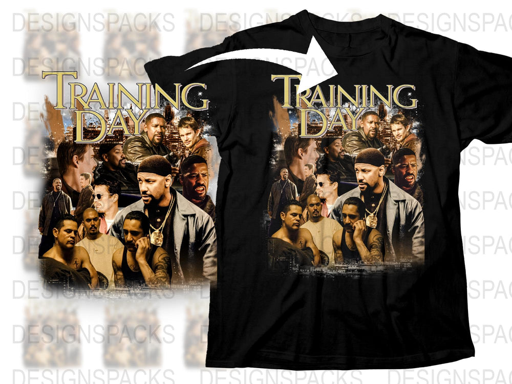 Training Day Movie Graphic T-Shirt, Vintage Film Poster Tee, Unisex Black Cotton Shirt, Classic Cinema Apparel Gift