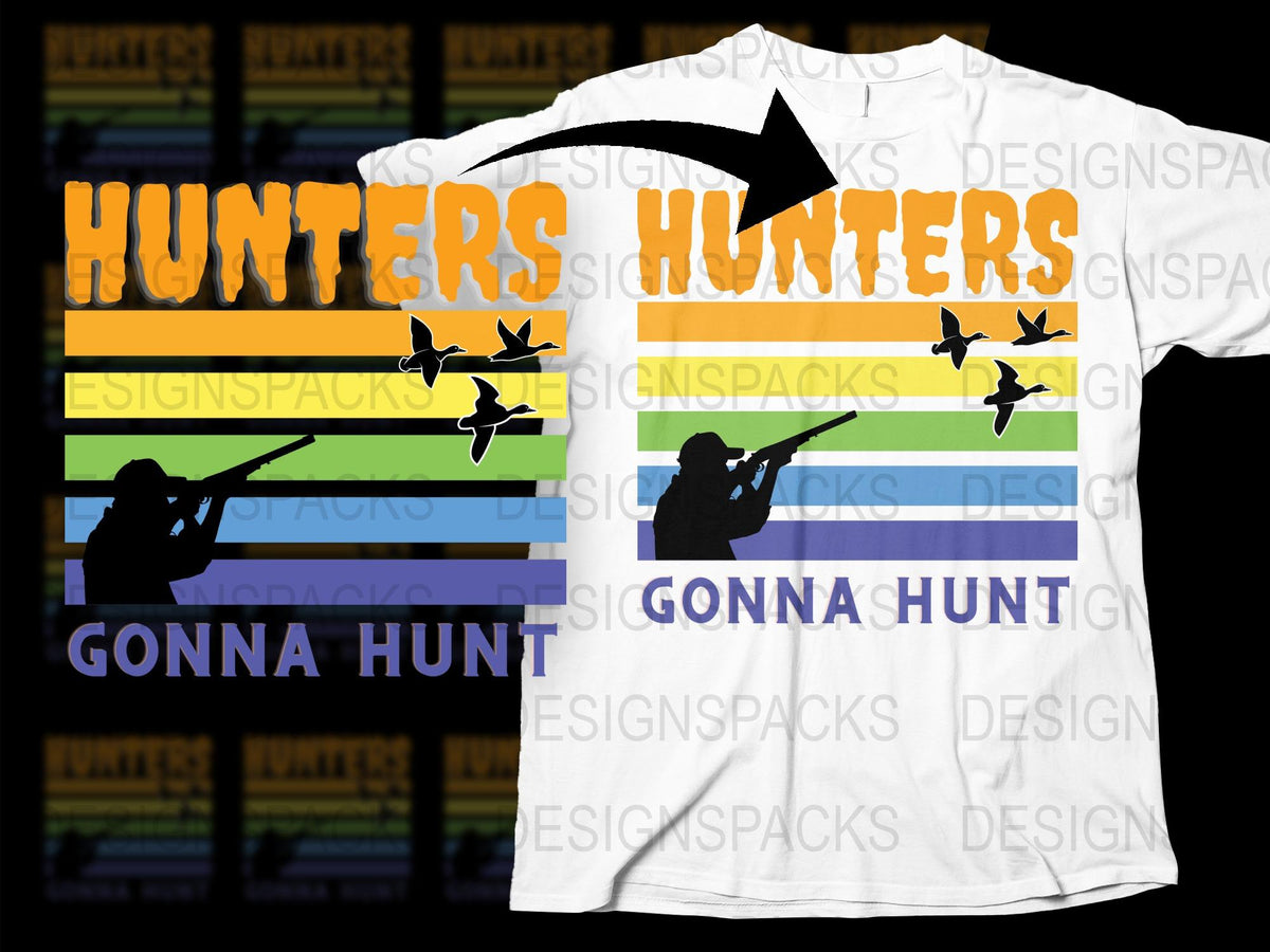 Hunter T-Shirt, Duck Hunting Graphic Tee, Men's White Cotton Shirt, Outdoor Hunting Apparel