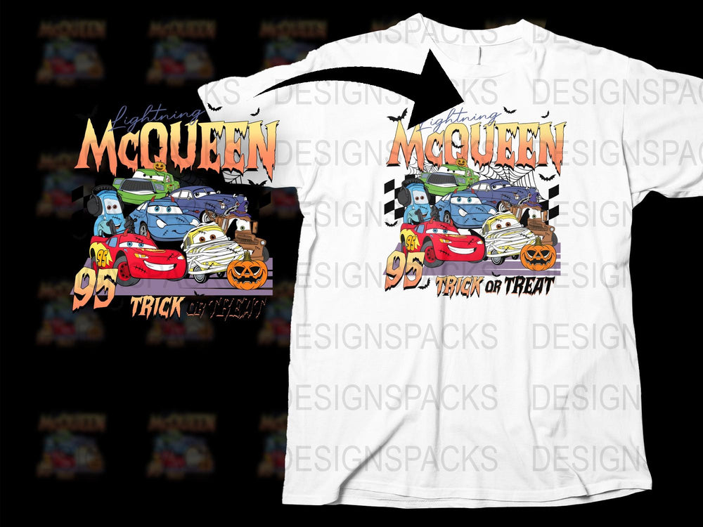 Halloween Kids T-Shirt Lightning McQueen Trick or Treat Cartoon Cars Tee