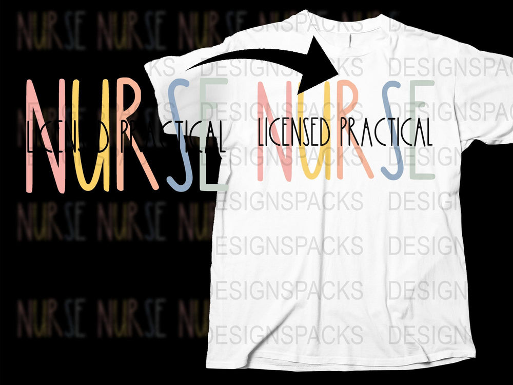 Nurse T-Shirt, Medical Staff Tee, Licensed Practical Nurse, Colorful Text Design, Nursing Profession Apparel