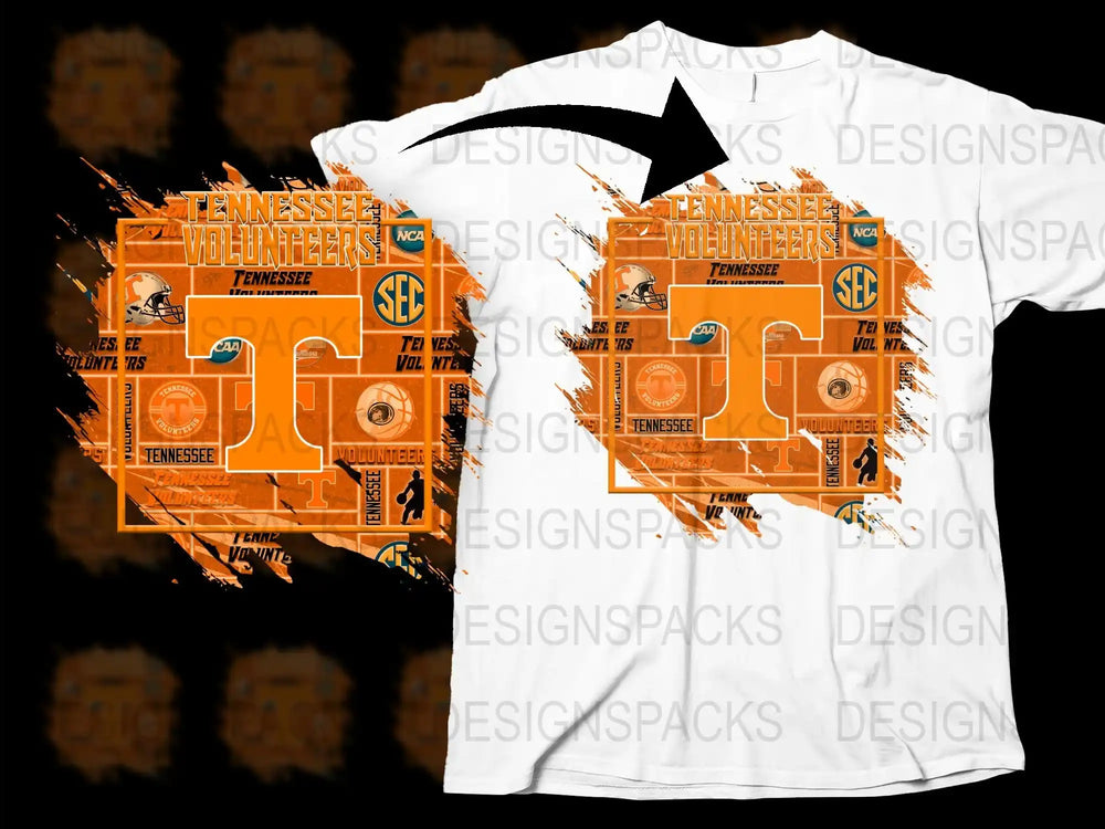 Tennessee Volunteers T-Shirt, SEC Football Fan Gear, White Orange Graphic Tee, College Sports Apparel