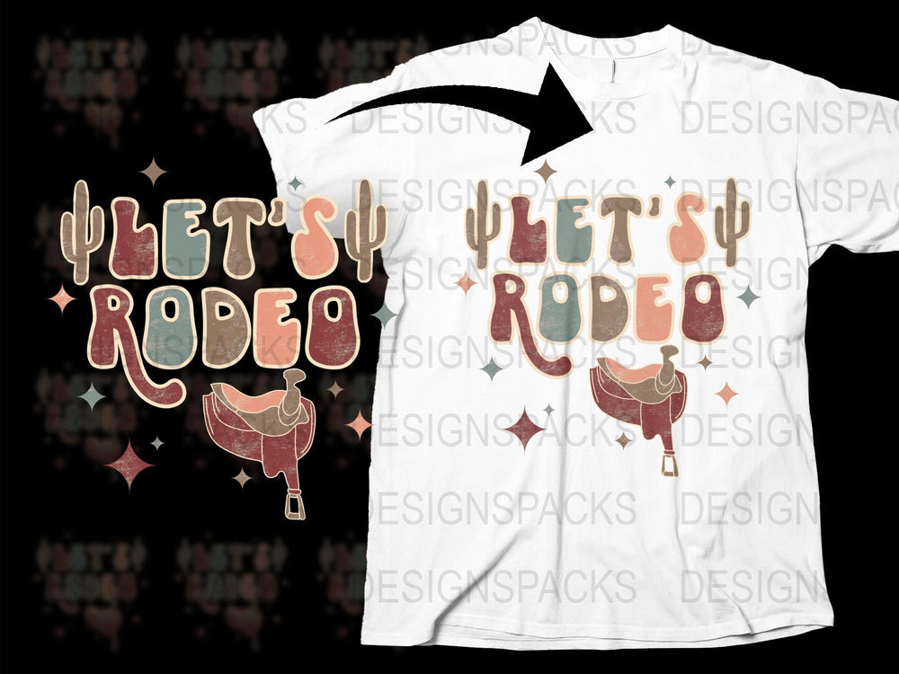 Let's Rodeo T-Shirt | Vintage Western Style Tee | Unique Graphic Design | Unisex Casual Wear