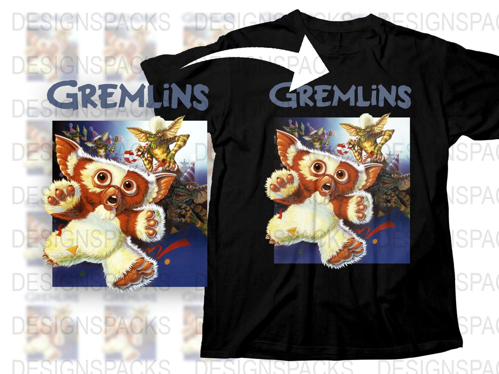 Gremlins Movie T-Shirt, Classic 80s Film Graphic Tee, Retro Gizmo Print, Unisex Black Shirt
