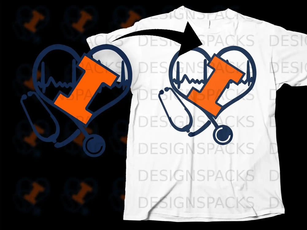 Heartbeat Medical Stethoscope Graphic T-Shirt Design