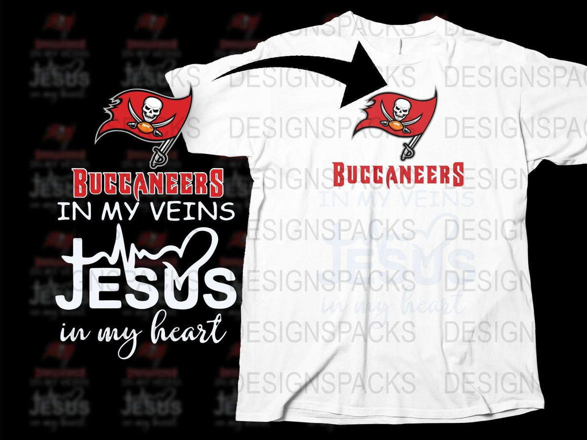 Tampa Bay Buccaneers Inspired T-Shirt, Football Fan Tee, Jesus in My Heart, Casual Graphic Shirt