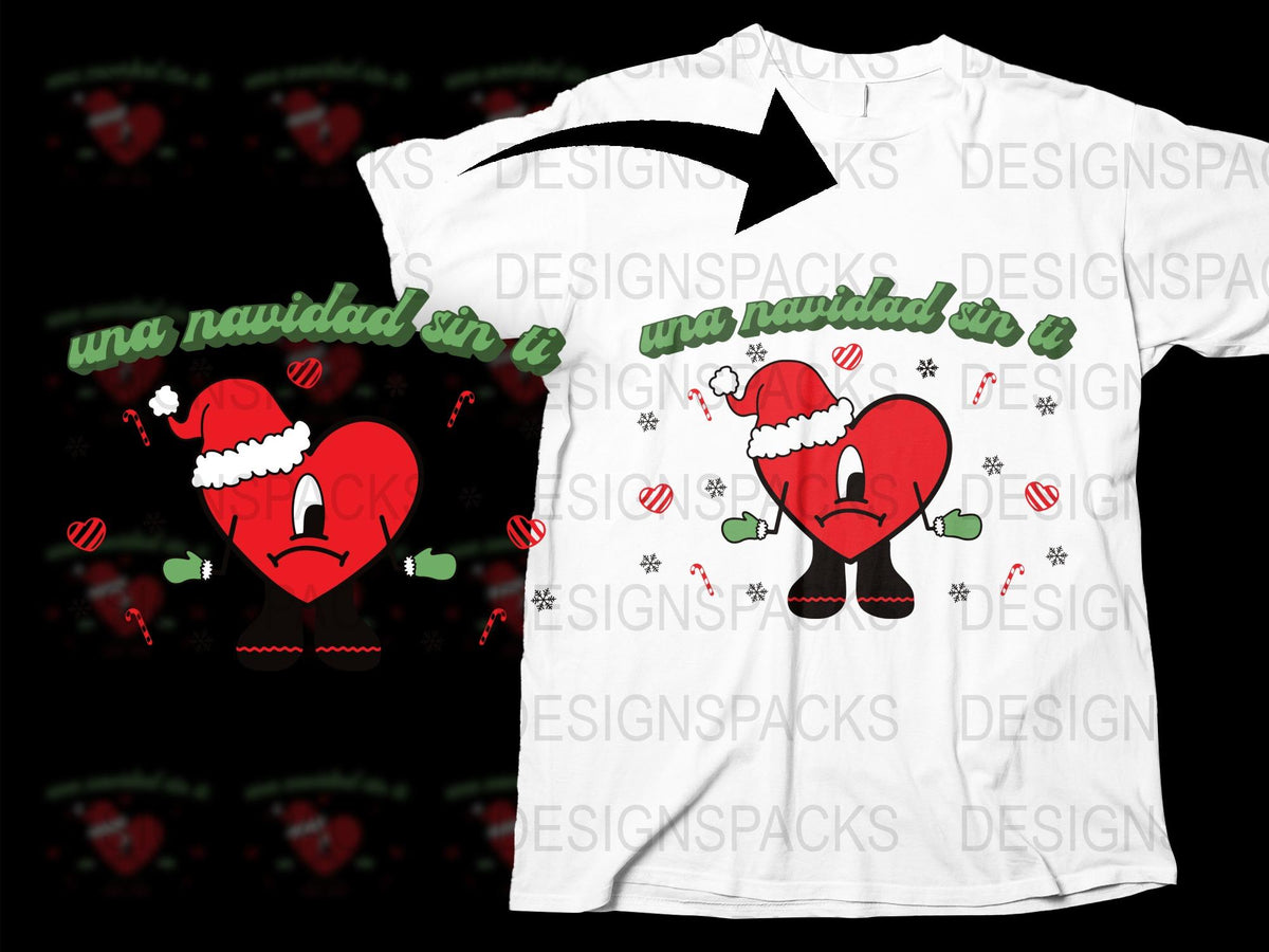 Christmas T-Shirt Broken Heart Design Emotional Holiday Tee Unisex Gift Idea