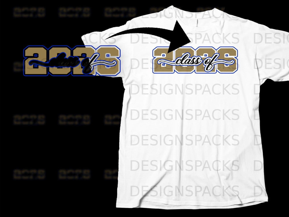 "Class of 2024" text on two white t-shirts, one partially visible.