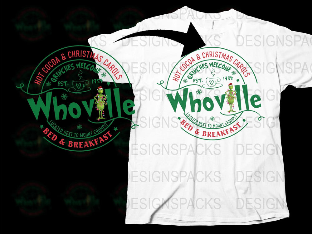 Whoville Bed and Breakfast Christmas T-Shirt, Unisex Holiday Graphic Tee, Festive Casual Wear