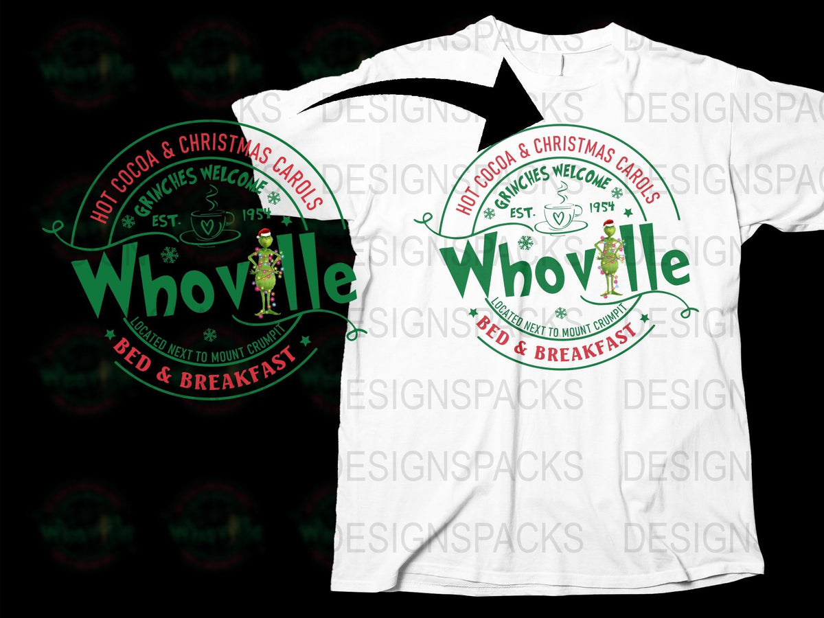 Whoville Bed and Breakfast Christmas T-Shirt, Unisex Holiday Graphic Tee, Festive Casual Wear