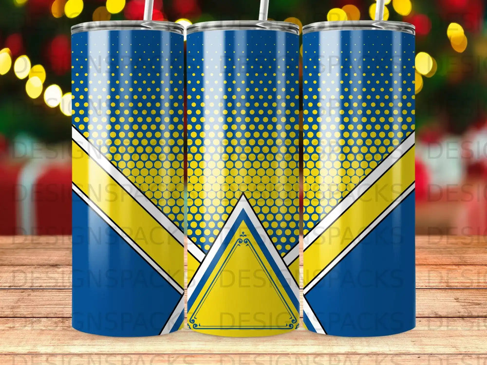 Vibrant Blue Yellow Dot Pattern Diagonal Stripe Design Tumbler product type
