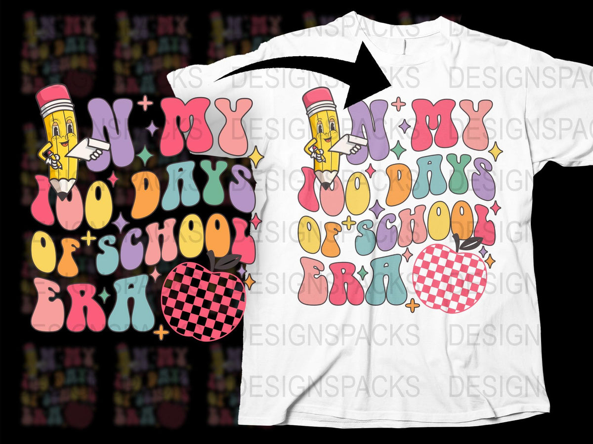 Fun School Era Graphic T-Shirt, Colorful Cartoon Pencils, Apples Design, Vintage Style Tee for Teachers and Students