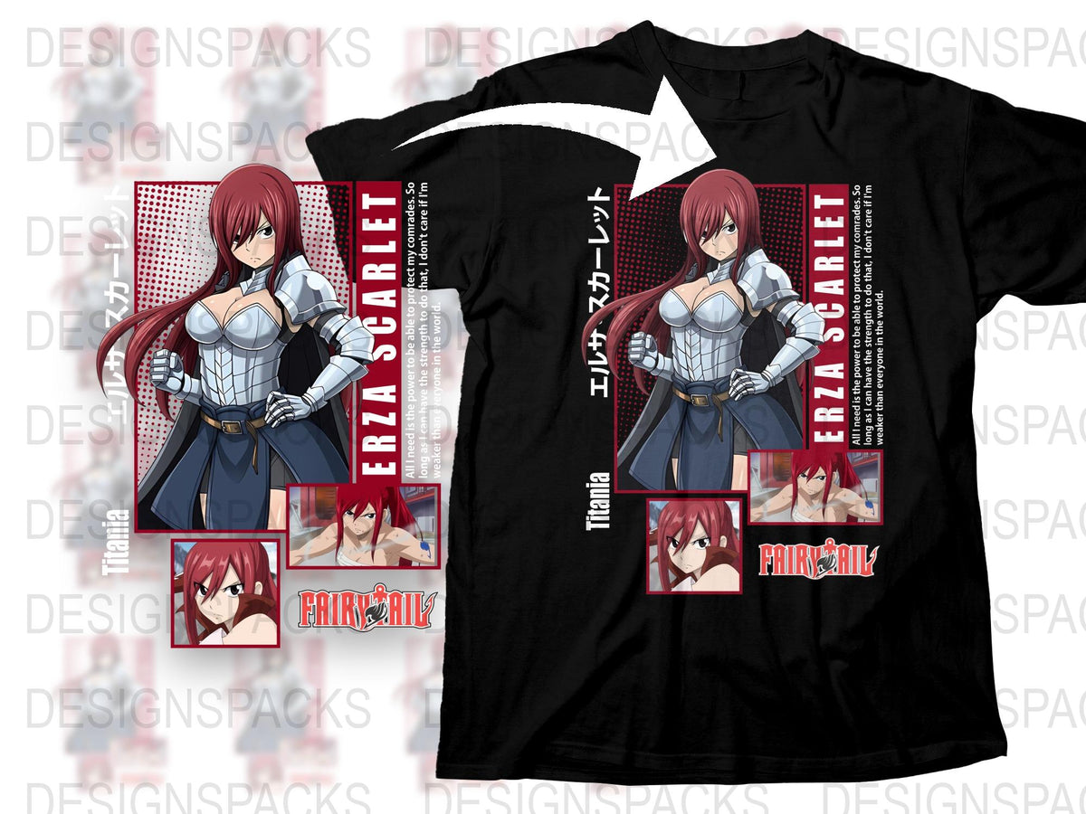 Anime Erza Scarlet T-Shirt, Fairy Tail Manga Graphic Tee, Unisex Anime Apparel, Japanese Otaku Gift