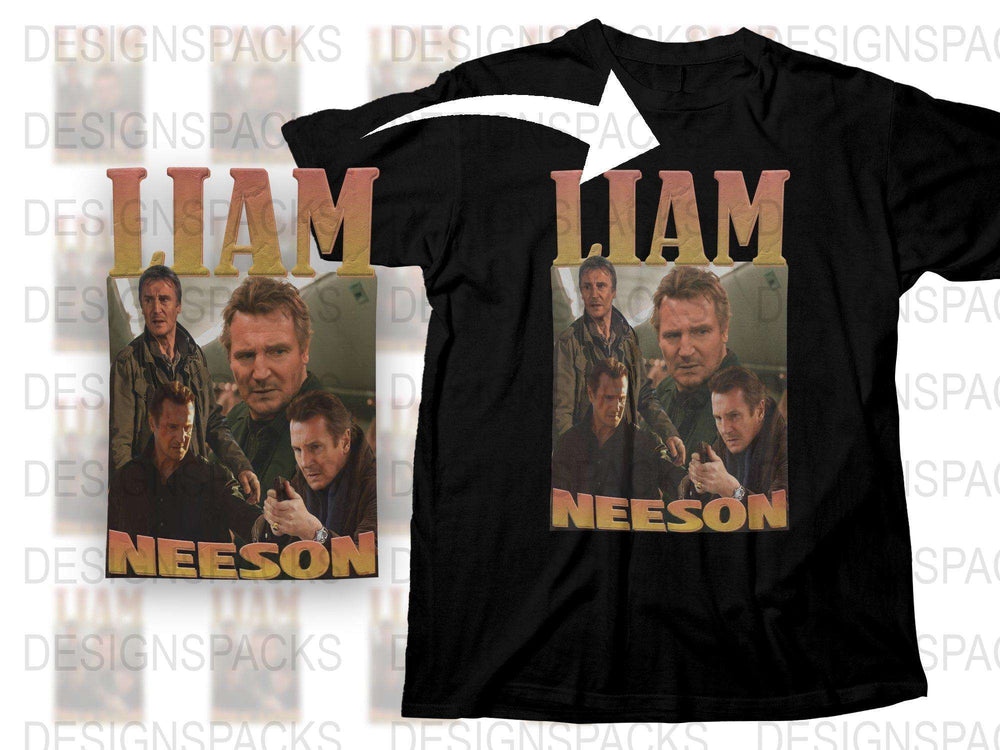 Liam Neeson Graphic T-Shirt, Vintage Movie Star Tee, Unisex Film Fan Apparel, Gift for Action Movie Lovers