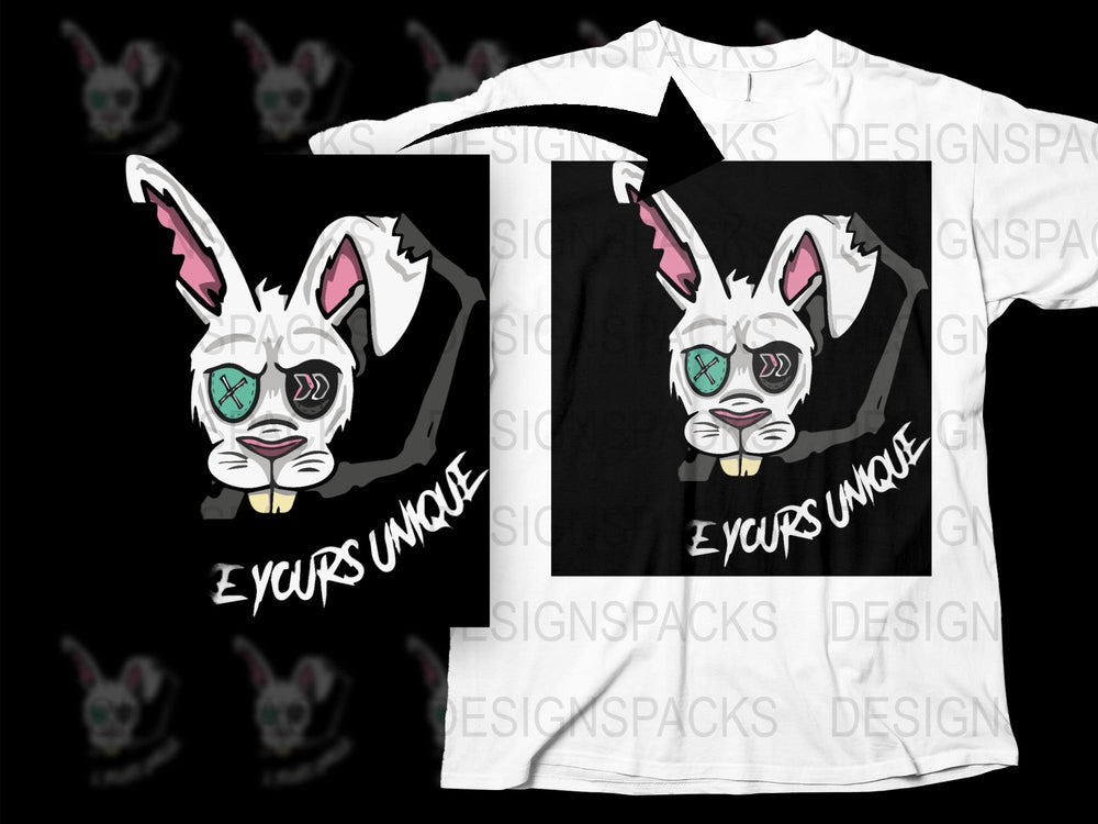 Gothic Rabbit T-Shirt, Dark Bunny Skull Graphic Tee, Unisex Streetwear Tee, Edgy Animal Print Top, Hipster Fashion Clothing