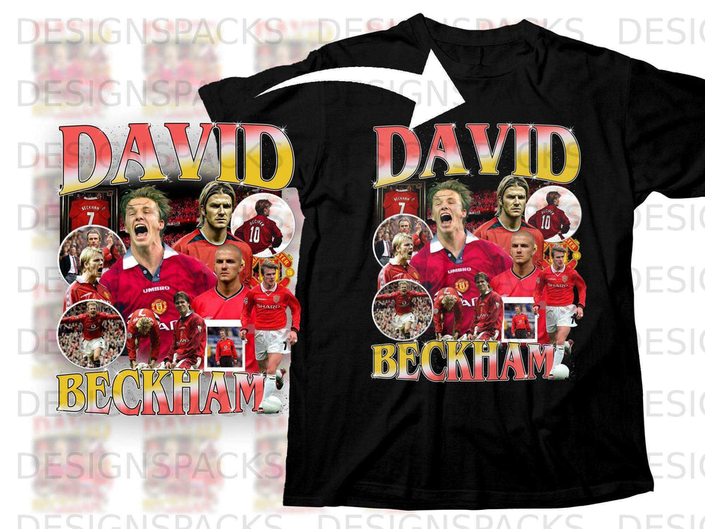 David Beckham graphic t-shirt with multiple player images.