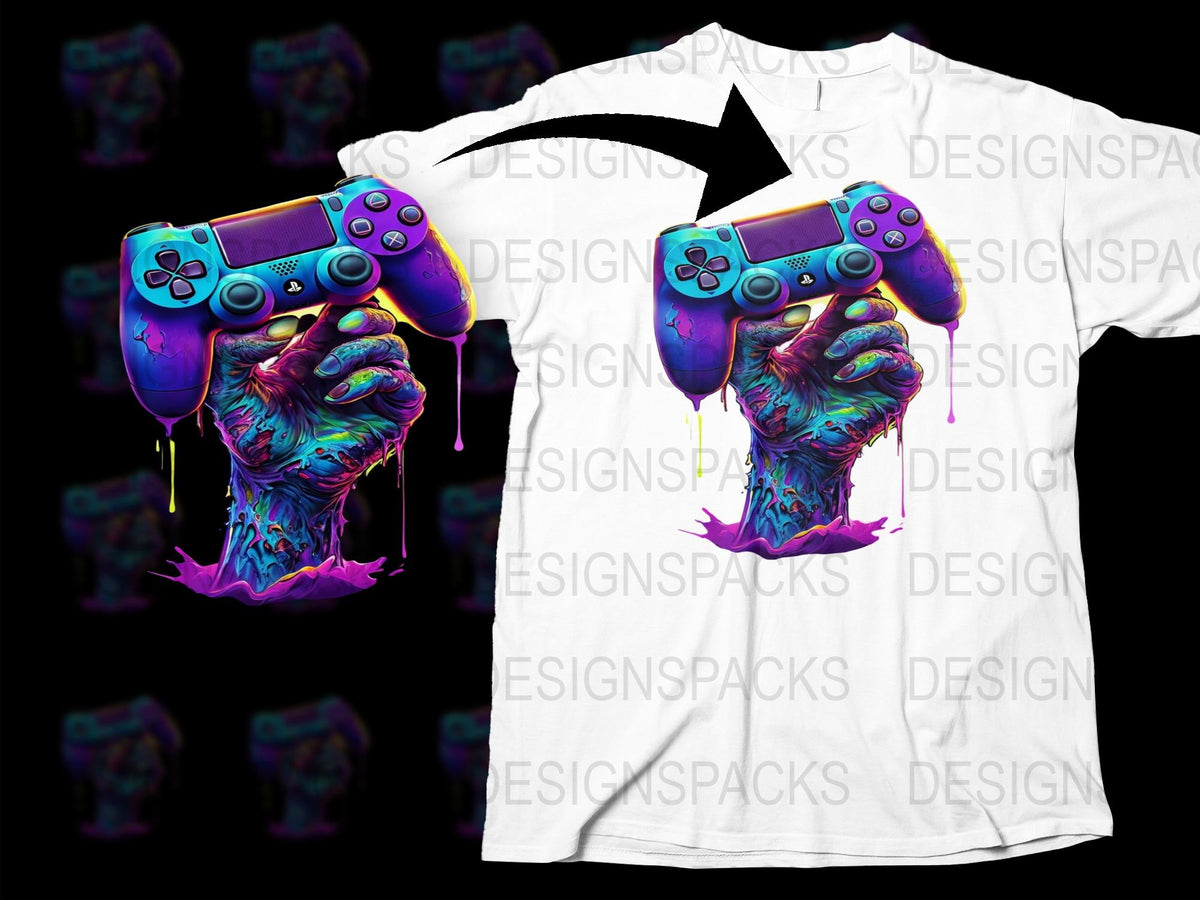 Colorful Lion Head Gaming Controller Graphic T-Shirt, Vibrant Gamer Tee, Unique Video Game Apparel