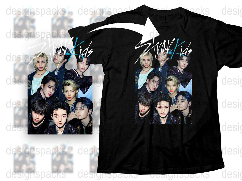 Stray Kids Band Graphic T-Shirt, K-Pop Music Fan Merch, Black Cotton Tee, Unisex Pop Culture Apparel
