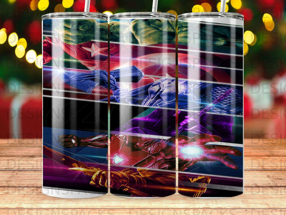Avengers assemble on a tumbler with superheroes Iron Man, Captain America, and Hulk.