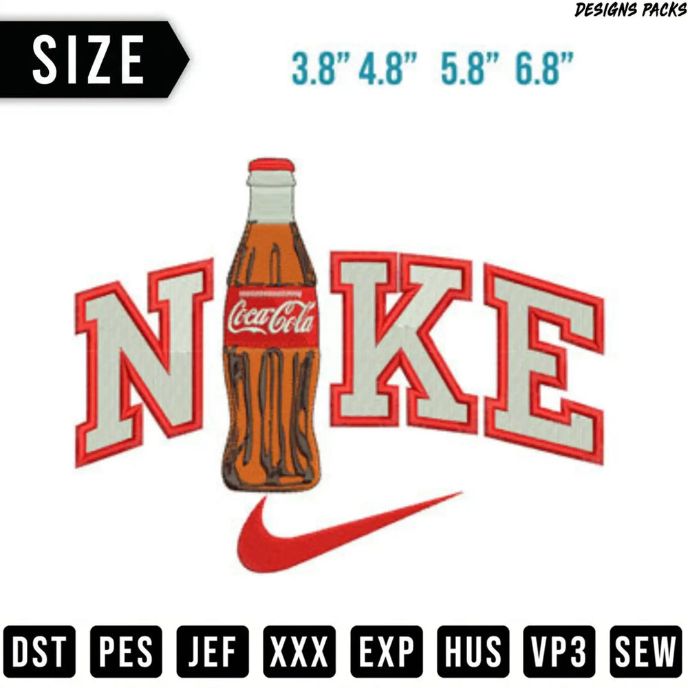 Coca-Cola bottle logo with Nike swoosh and text options.