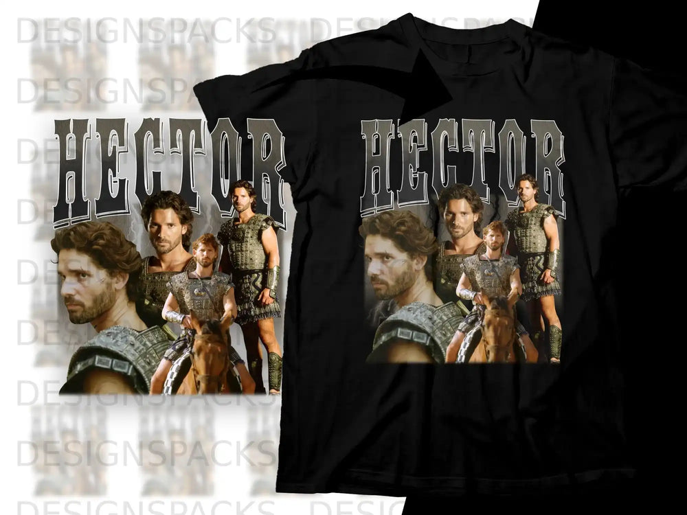 T-shirt featuring a collage of men in armor, including one on horseback.