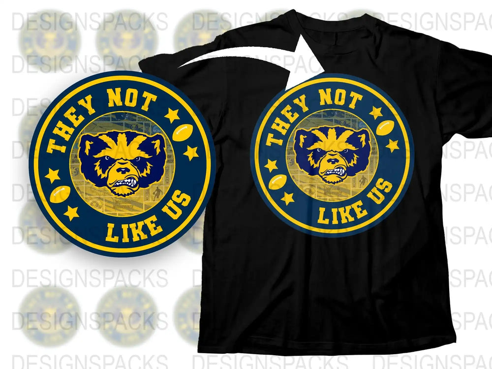 Bold Graphic Bulldog T-Shirt, They Not Like Us, Blue and Yellow, Street Style, Unisex, Urban Fashion Tee