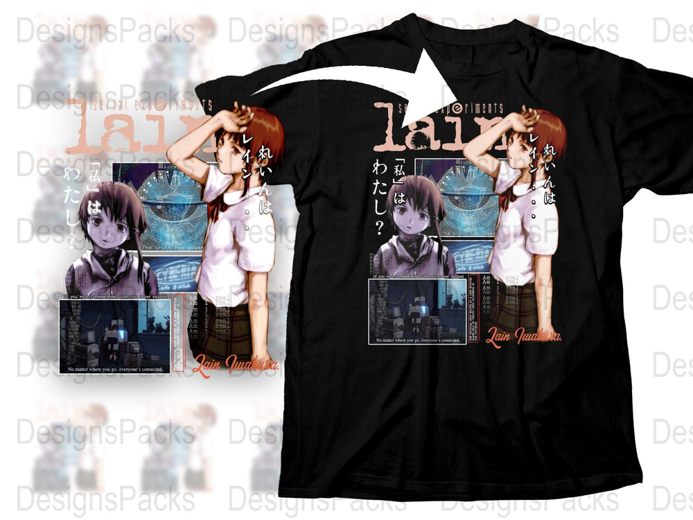 Anime T-Shirt Lain Iwakura Graphic Tee, Japanese Anime Fan Merchandise, Unisex Cotton Shirt