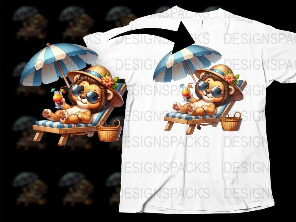 Cute Summer Tiger T-Shirt, Beach Vacation Graphic Tee, Unisex Kids and Adults Casual Wear