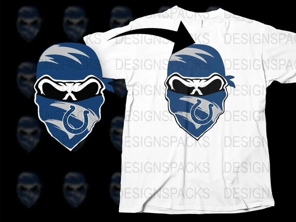 Indianapolis Colts Inspired Skull T-Shirt, Blue and White Graphic Tee, Football Fan Apparel, Bold Team Spirit Wear