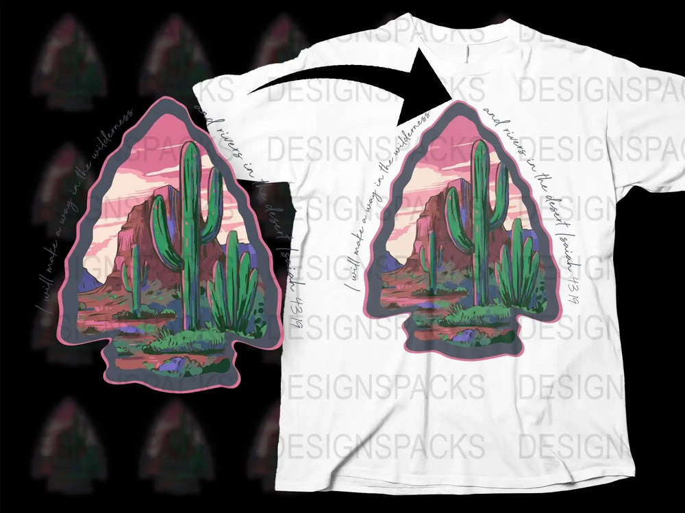 Desert Cactus Graphic T-Shirt, Vintage Sunset Aesthetic, Casual Summer Tee, Nature Inspired Fashion, Unisex Clothing