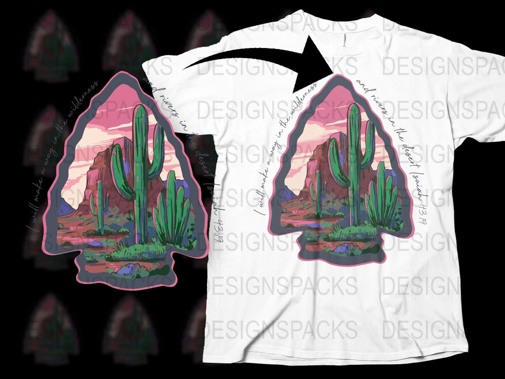 Desert Cactus Graphic T-Shirt, Vintage Sunset Aesthetic, Casual Summer Tee, Nature Inspired Fashion, Unisex Clothing