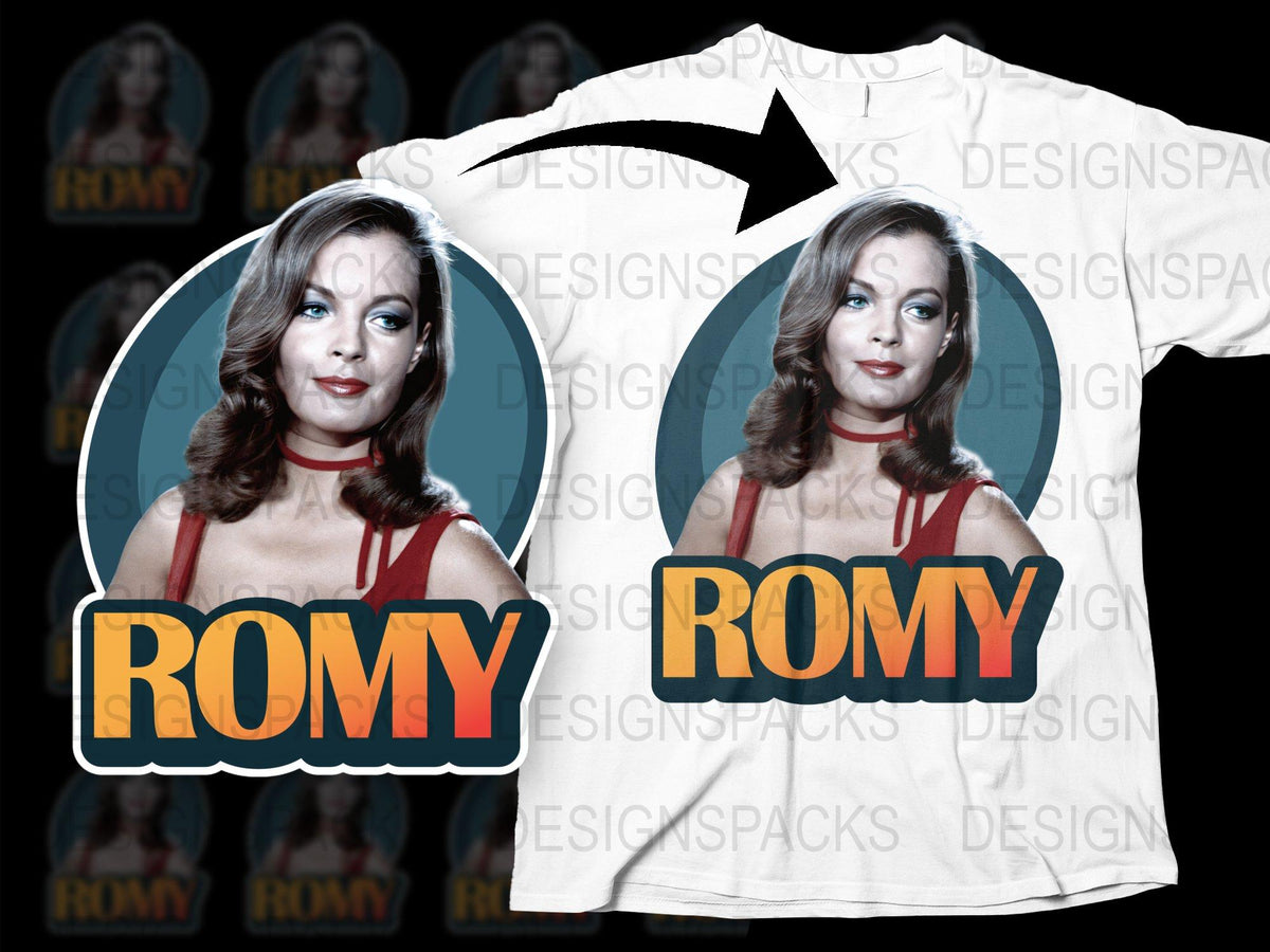 Vintage Romy Graphic T-Shirt, Classic Retro Style, White Tee with Actress Portrait Design, Gift for Movie Fans